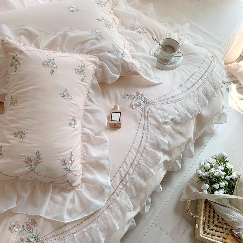 Encrypted Washed Cotton Four-Piece Pure Cotton Bedding Set