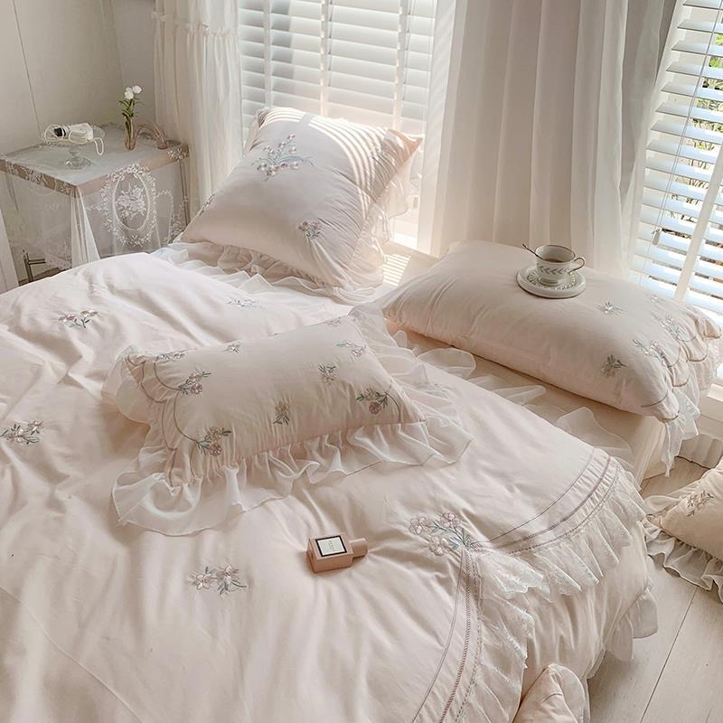 Encrypted Washed Cotton Four-Piece Pure Cotton Bedding Set