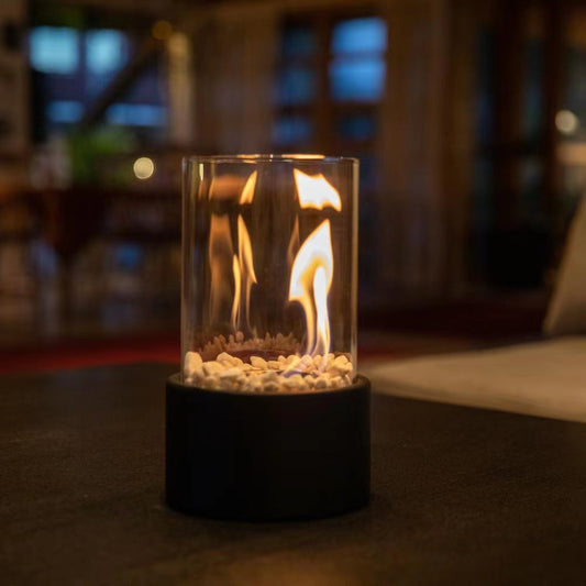 Illuminate Your Space with Elegance: Portable Glass Decorative Alcohol Fireplace Table Lamp!