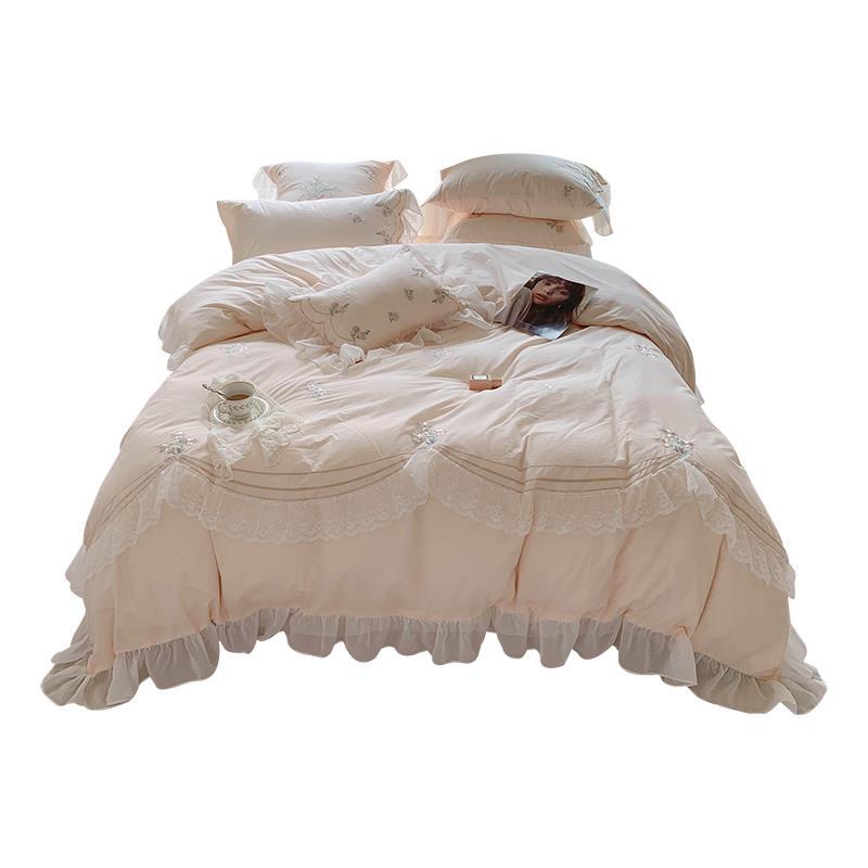 Encrypted Washed Cotton Four-Piece Pure Cotton Bedding Set