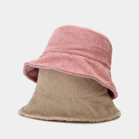 Vintage Charm: Women's Plus Plush Corduroy Bucket Hat