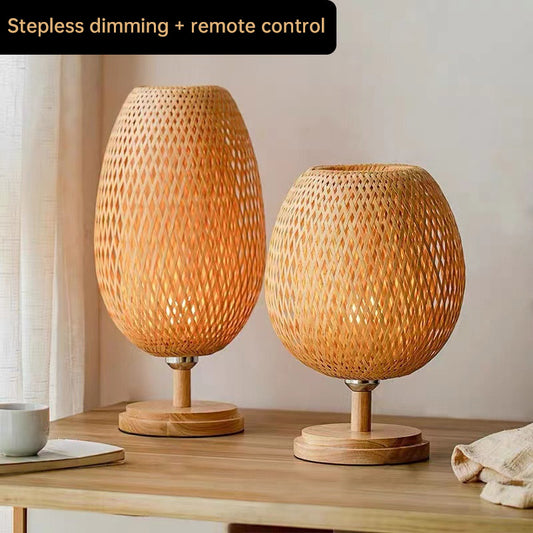 Japanese Zen-Inspired Bamboo Woven Desk Lamp