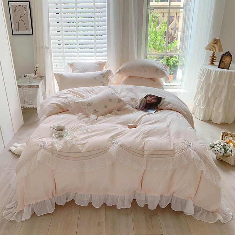 Encrypted Washed Cotton Four-Piece Pure Cotton Bedding Set